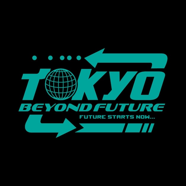 Modern futuristic y2k streetwear typography Tokyo slogan print for man-woman graphic t-shirt vector