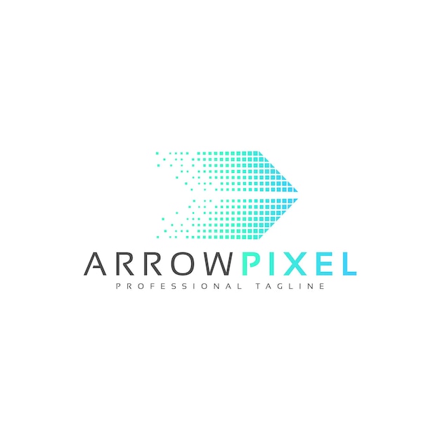 Modern futuristisch tech technologie pijl pixel logo ontwerp