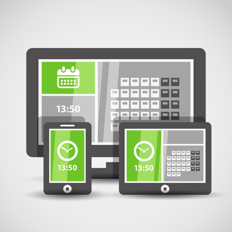 Vector modern gadgets with abstract tile interface
