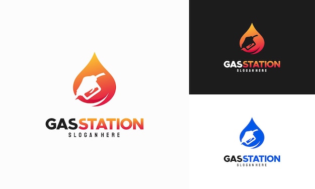 現代のガソリンスタンドのロゴデザインコンセプトベクトル