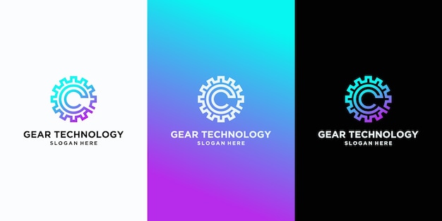 Современный дизайн логотипа технологии gear