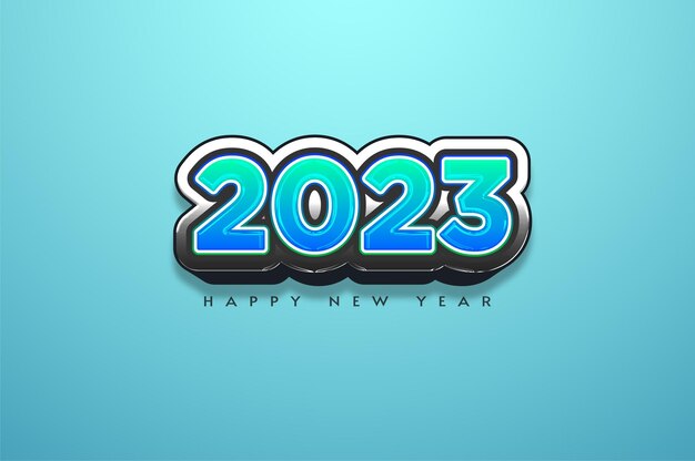 Modern gelukkig nieuwjaar 2023 met gouden cijfers