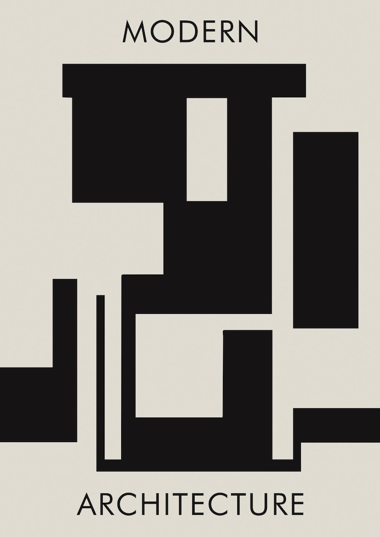 Vector modern geometric architecture bauhaus style poster