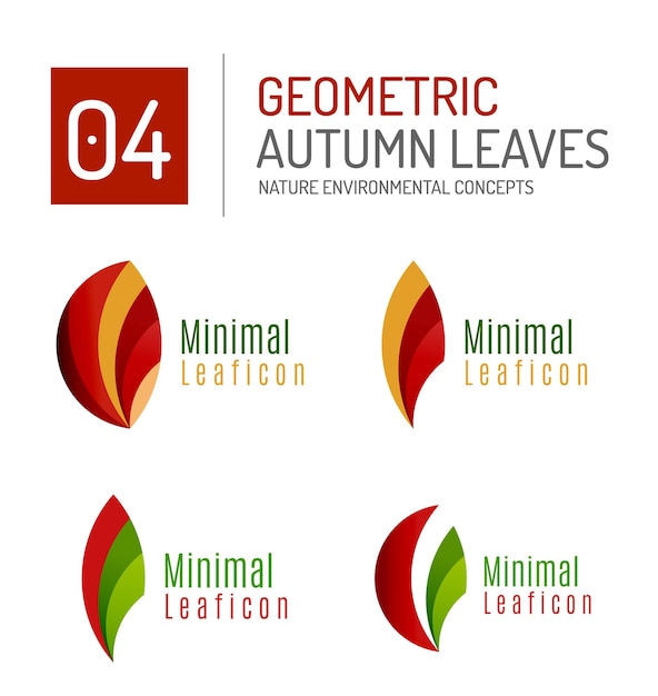 Современные геометрические иконки осенних листьев