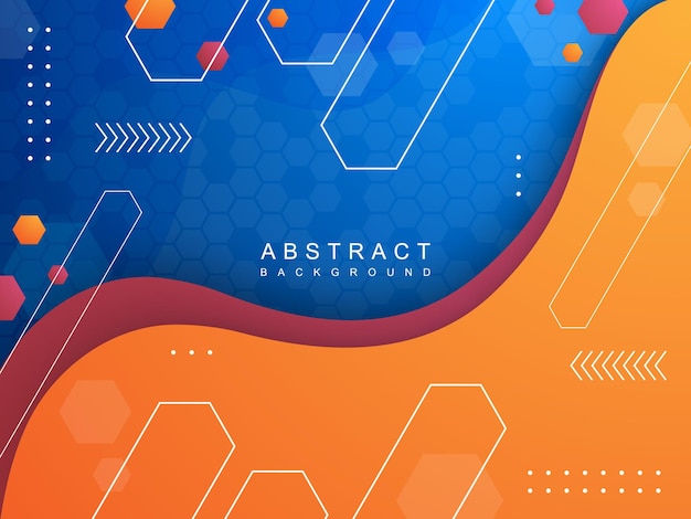 modern geometric blue abstract background with orange paper cut