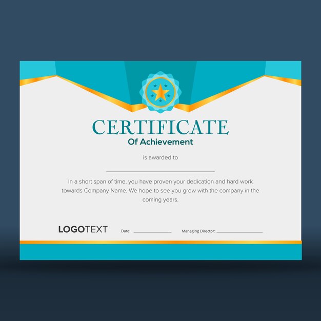 Modern geometric blue certificate