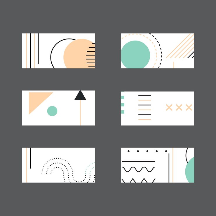 Vector modern geometric business card designs in pastel colors