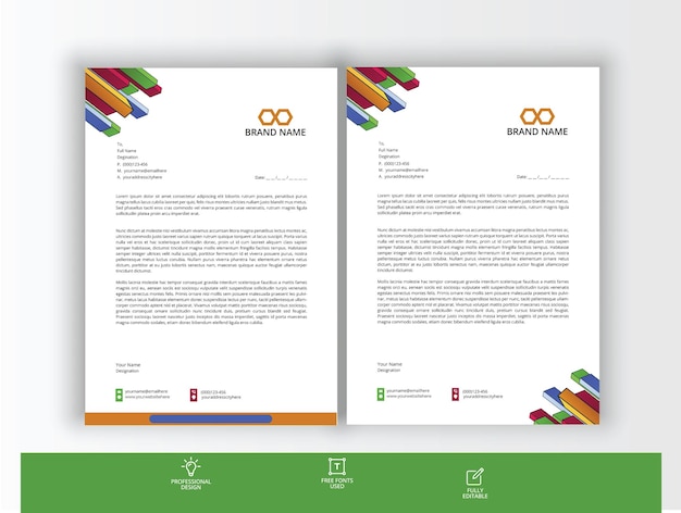 Modern geometric business company letterhead template Premium Vector