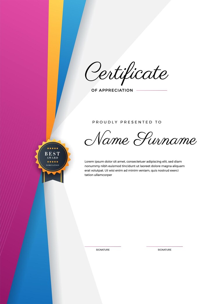 Vector modern geometric colorful abstract certificate design template