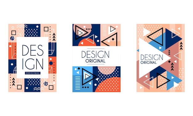 Vector modern geometric cover original design set abstract creative templates card background poster banner vector illustration