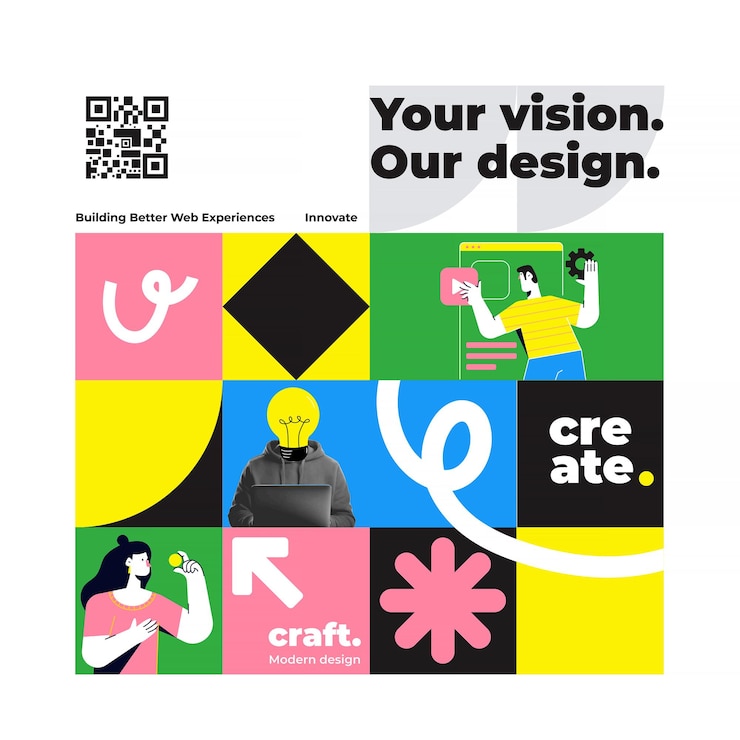 Vector modern geometric creative illustration of web development