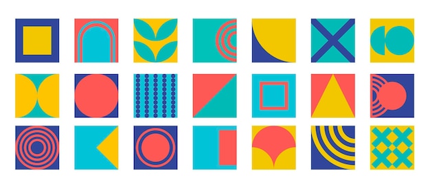 Modern geometric forms Minimal basic abstract shapes swiss bauhaus style primitive contemporary dynamic blocks Brutalism basic forms lines eye circles and patterns art vector set