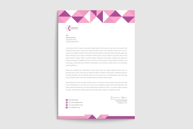 Modern geometric letterhead template design