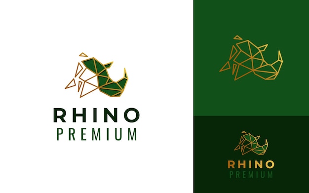 Modern Geometric Low Poly Triangle Rhino Head Logo Design Branding Template