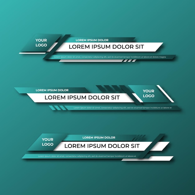 Modern geometric lower third banner template design Colorful lower thirds set template vector