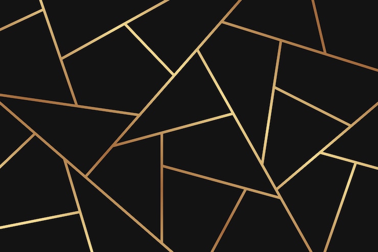 Vector modern geometric luxury background with golden lines on a black background