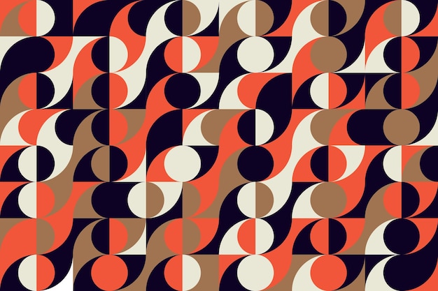 현대 기하학적 패턴 바우하우스 그리드 섬유 추상 양식 배경 패브릭 빈티지 벡터 장식 배경 또는 바우하우스 모양 패턴이 있는 간단한 인쇄 디자인 커버