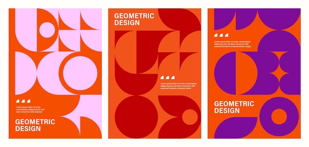 Vector modern geometric posters with bauhaus patterns