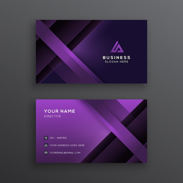 Vector modern geometric purple business card template