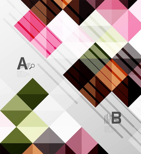 Modern geometrical abstract background squares with infographics sample text