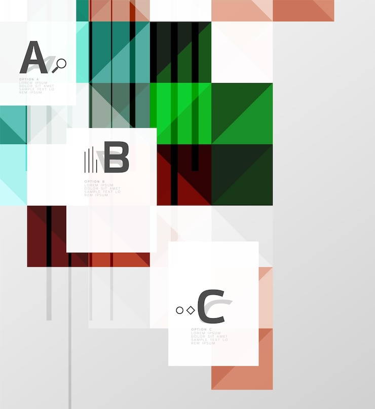 Vector modern geometrical abstract background squares with infographics sample text
