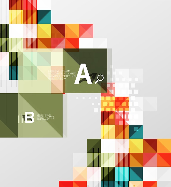 Vector modern geometrical square banner minimalistic abstract background with sample letter option infographics