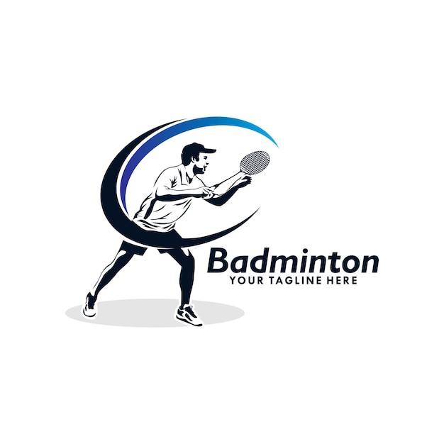 Modern gepassioneerd badmintonspeler in actie-logo