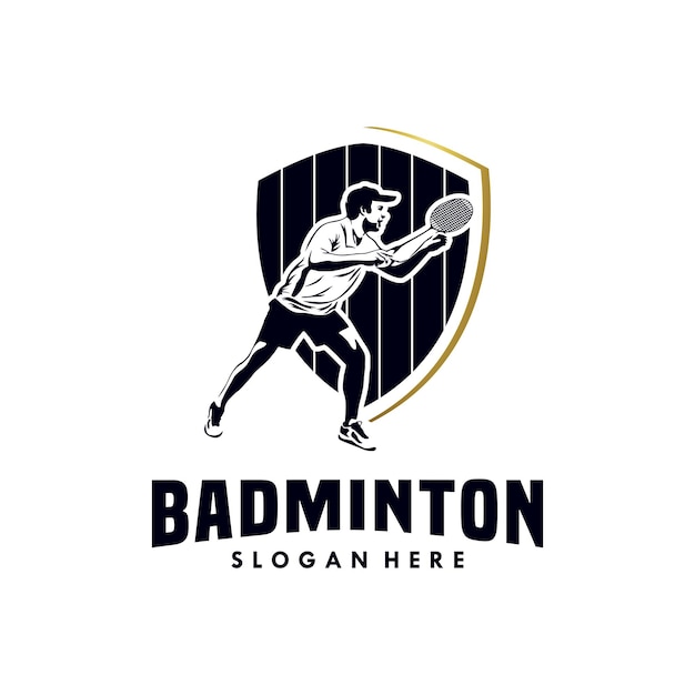 Modern gepassioneerd badmintonspeler in actie-logo