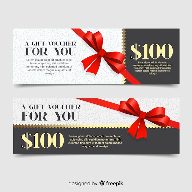 Vector modern geschenk voucher sjabloon met platte ontwerp