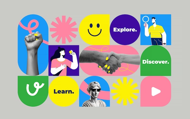 Modern GGeometric Collage Illustration of Education