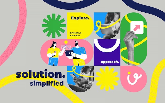 Modern GGeometric Collage Illustration of Solution