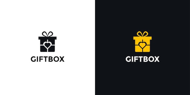 Modern gift box logo with the love icon suitable for birthday logo template