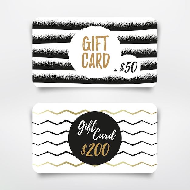 Modern gift card set design. vector template.