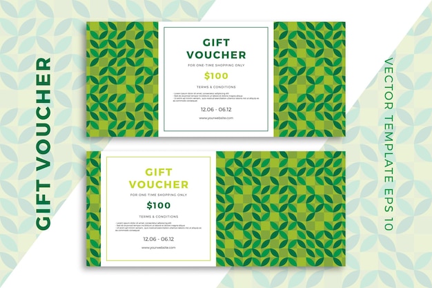 Modern gift card templates with geometric pattern. Elegant discount coupon or certificate mockup