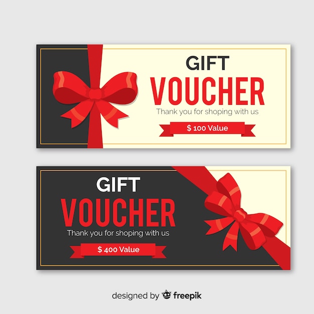 Modern gift voucher template with flat design