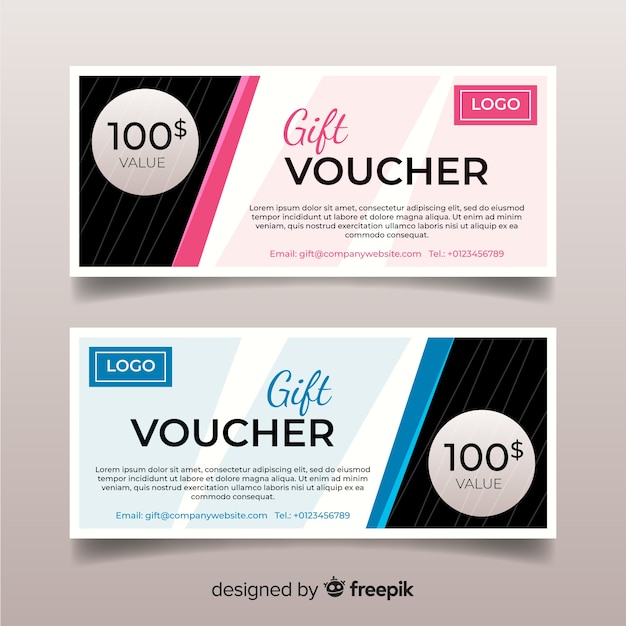 Vector modern gift voucher template with flat design