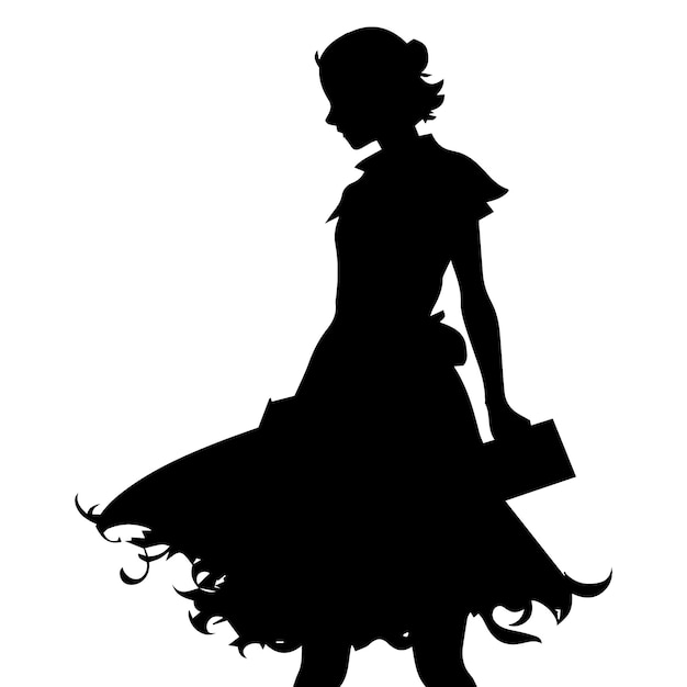 a modern girl vector silhouette