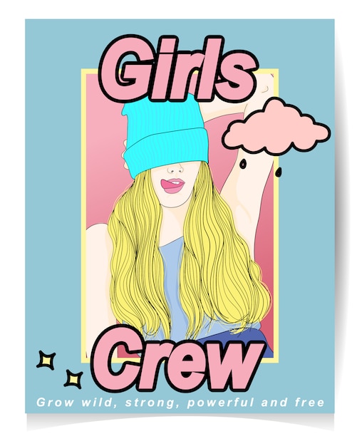 Vector modern girl with text illustration