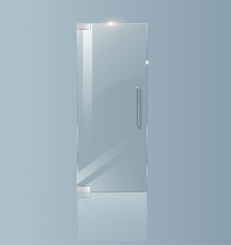 Vector modern glass door. transparent concepts for architectural projects.