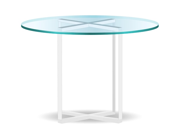 modern glass round dining table isolated on white background 3D illustration