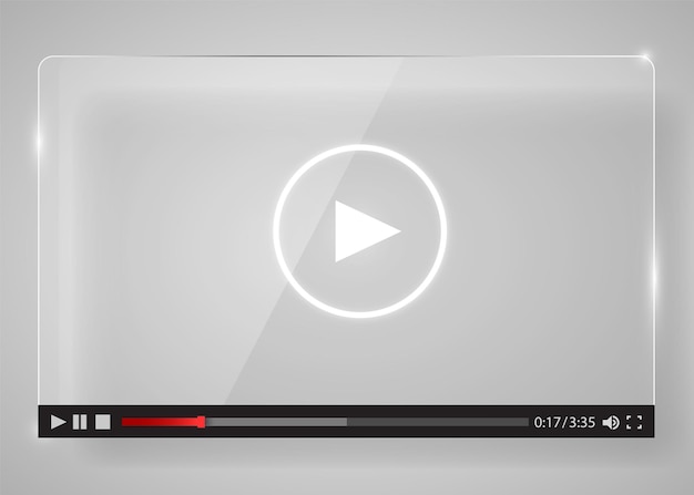 Vector modern glass transparent video player for web