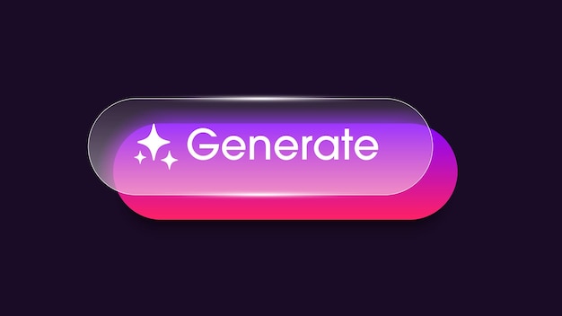 modern glassmorphism generative ai button artificial intelligence concept modern web user interface element for ui ux design transparent button in the glassmorphism style vector illustration