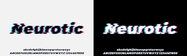 Vector modern glitch font style uppercase lowercase and number stylized