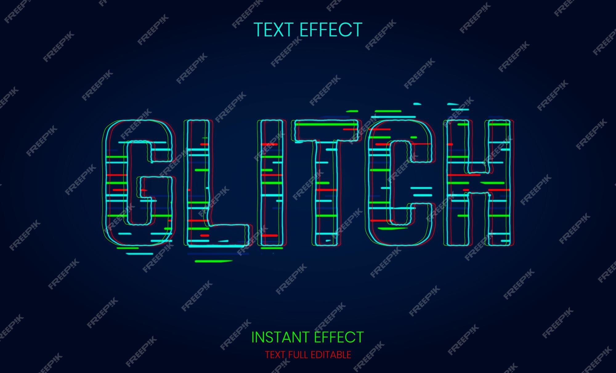 Premium Vector  Glitch text effect generator graphic styles mockup