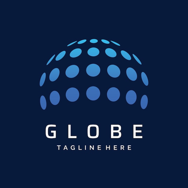 Globo moderno o globo o modello di logo globale disegno vettorialelogo mondiale con linee e cerchi di forme astratteloghi per aziende tecnologiche e aziende