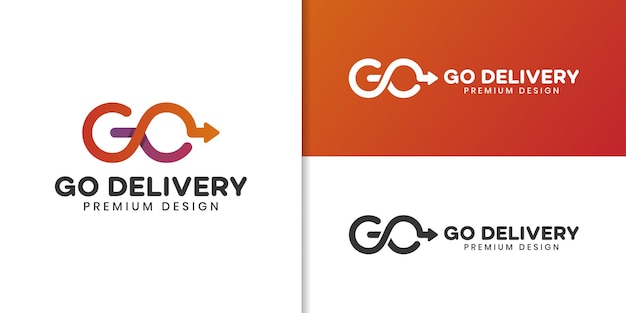 Modern go delivery logo with business arrow fast icon vector design for logistics, ship, food delivery logo