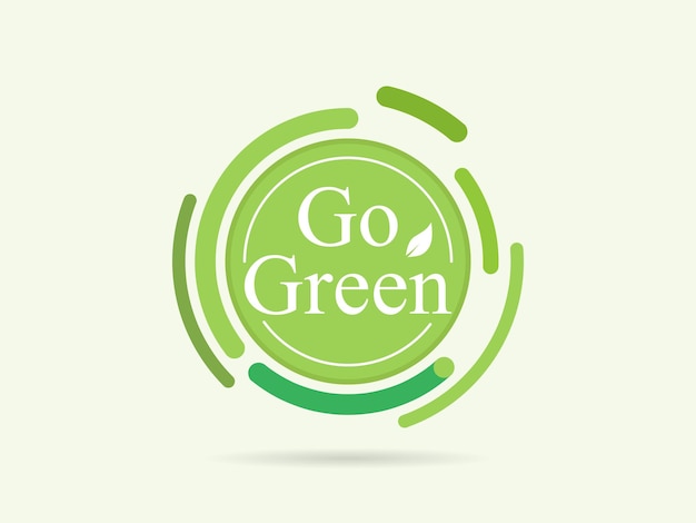 モダンな Go グリーン環境ラベル ロゴ ベクトル