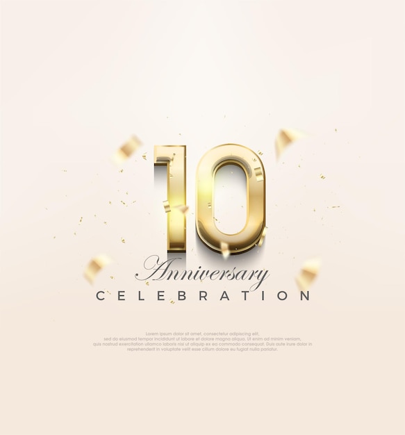 Вектор Современный золотой 10-летний юбилей премиум дизайн для празднования дня рождения премиум векторный фон для приветствия и празднования