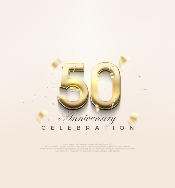 Modern gold 50th anniversary Premium design to celebrate a birthday Premium vector background for greeting and celebration