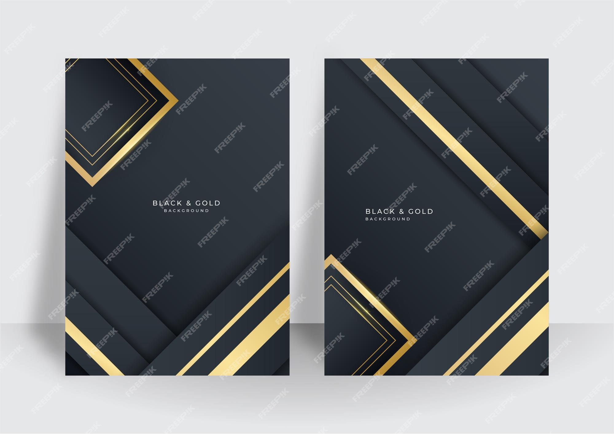 Premium Vector | Modern gold and black luxury cover background design  template set for business. vector design for notebook cover, business  poster, brochure template, magazine layout